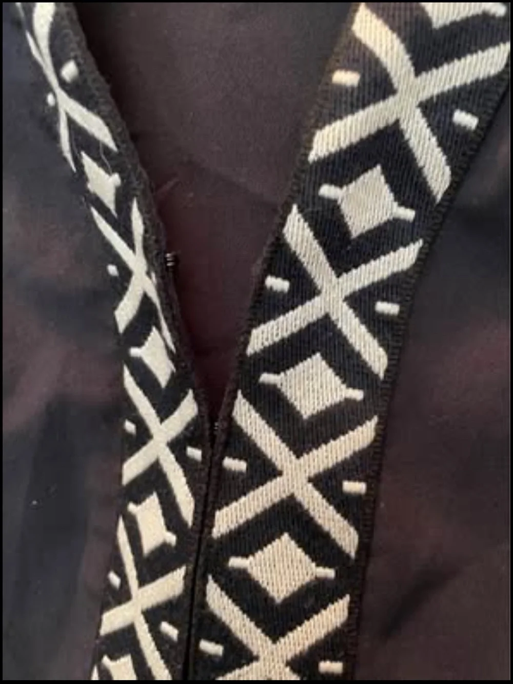 Tory Burch Navy Tunic with Black-and-White Geometric Trim